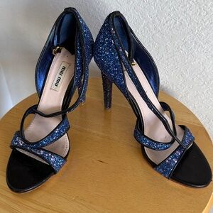 Miu Miu Sparkling Blue Heels